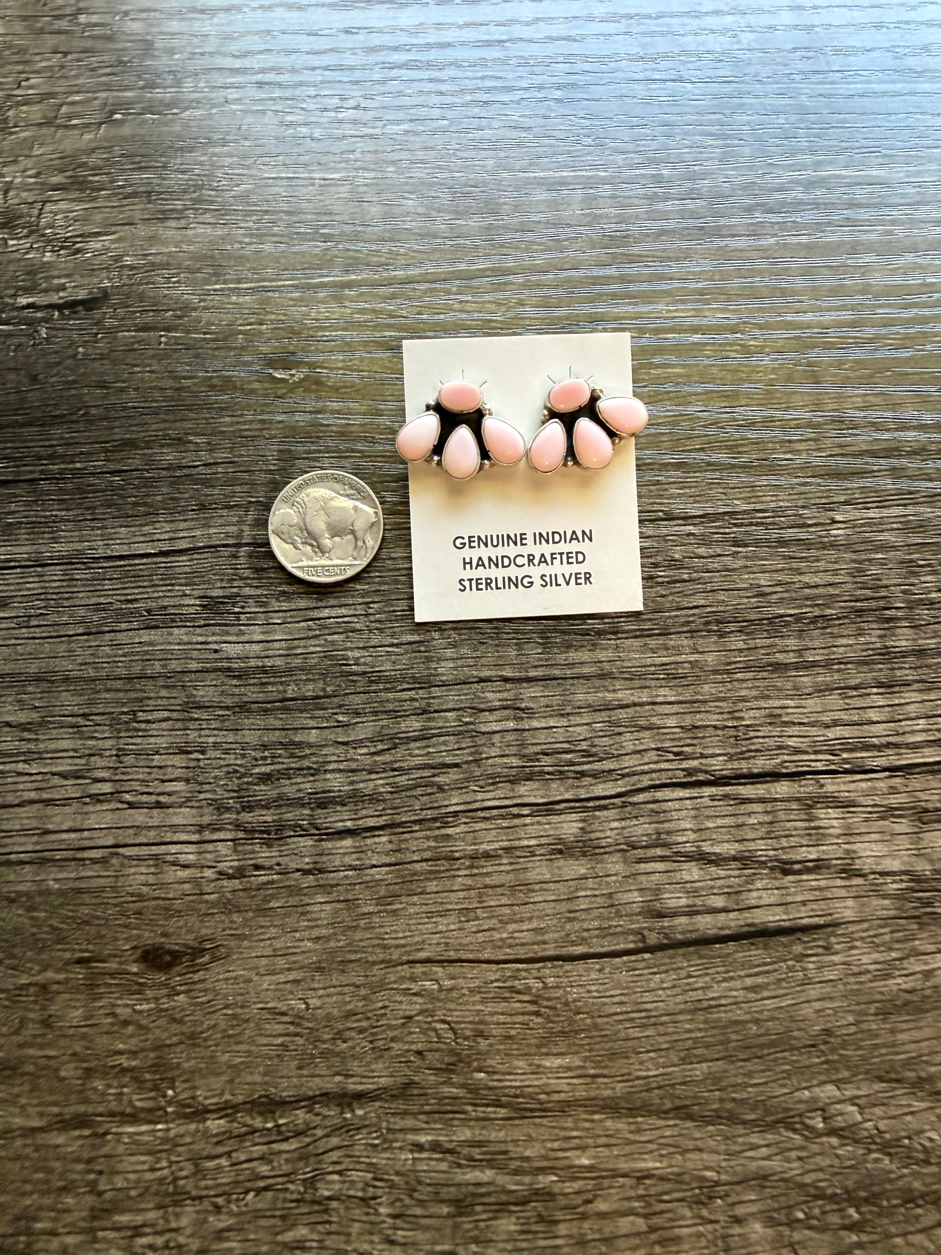 Pink Conch Cluster Studs