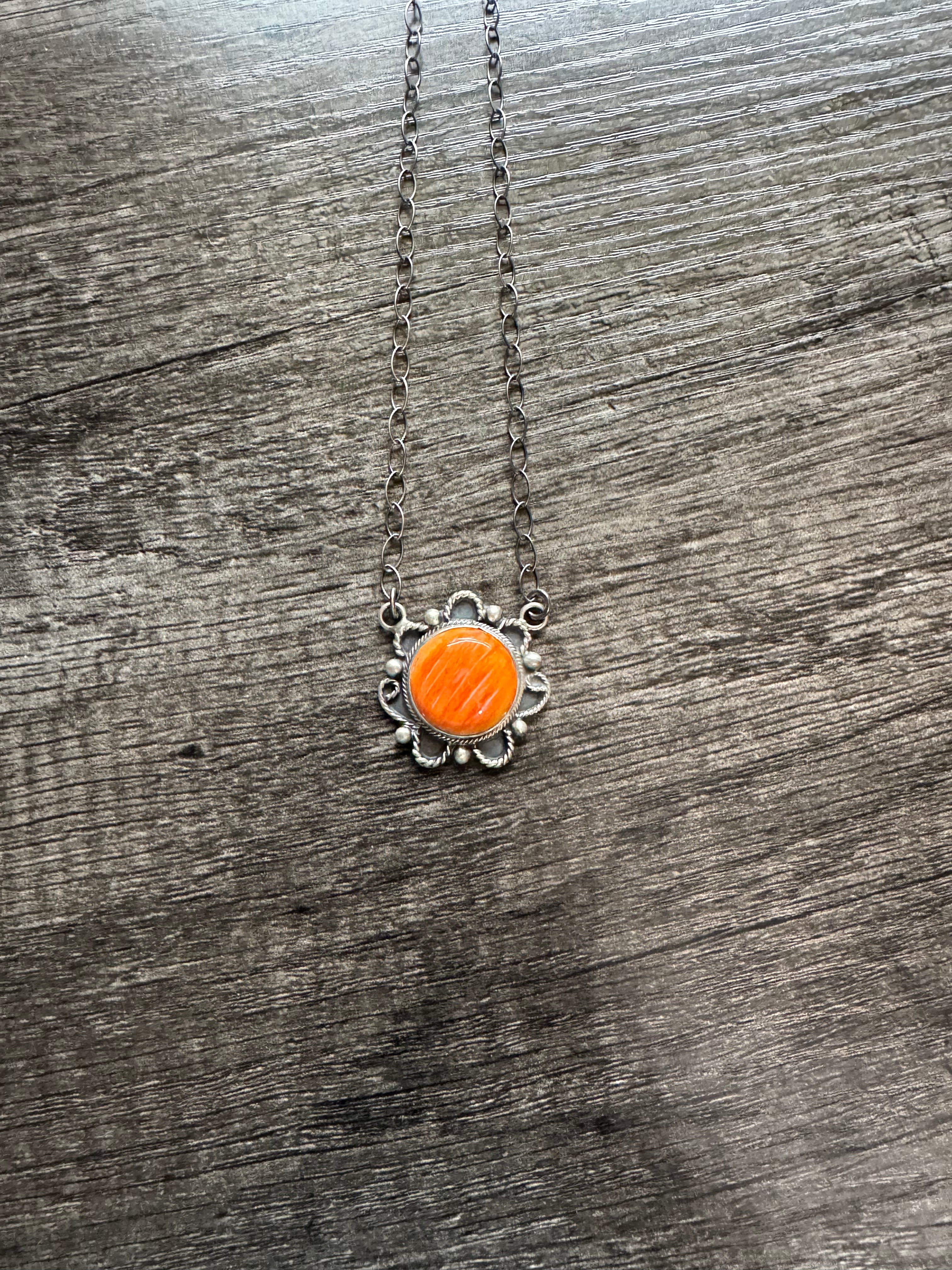Orange Spiny Necklace + Detail
