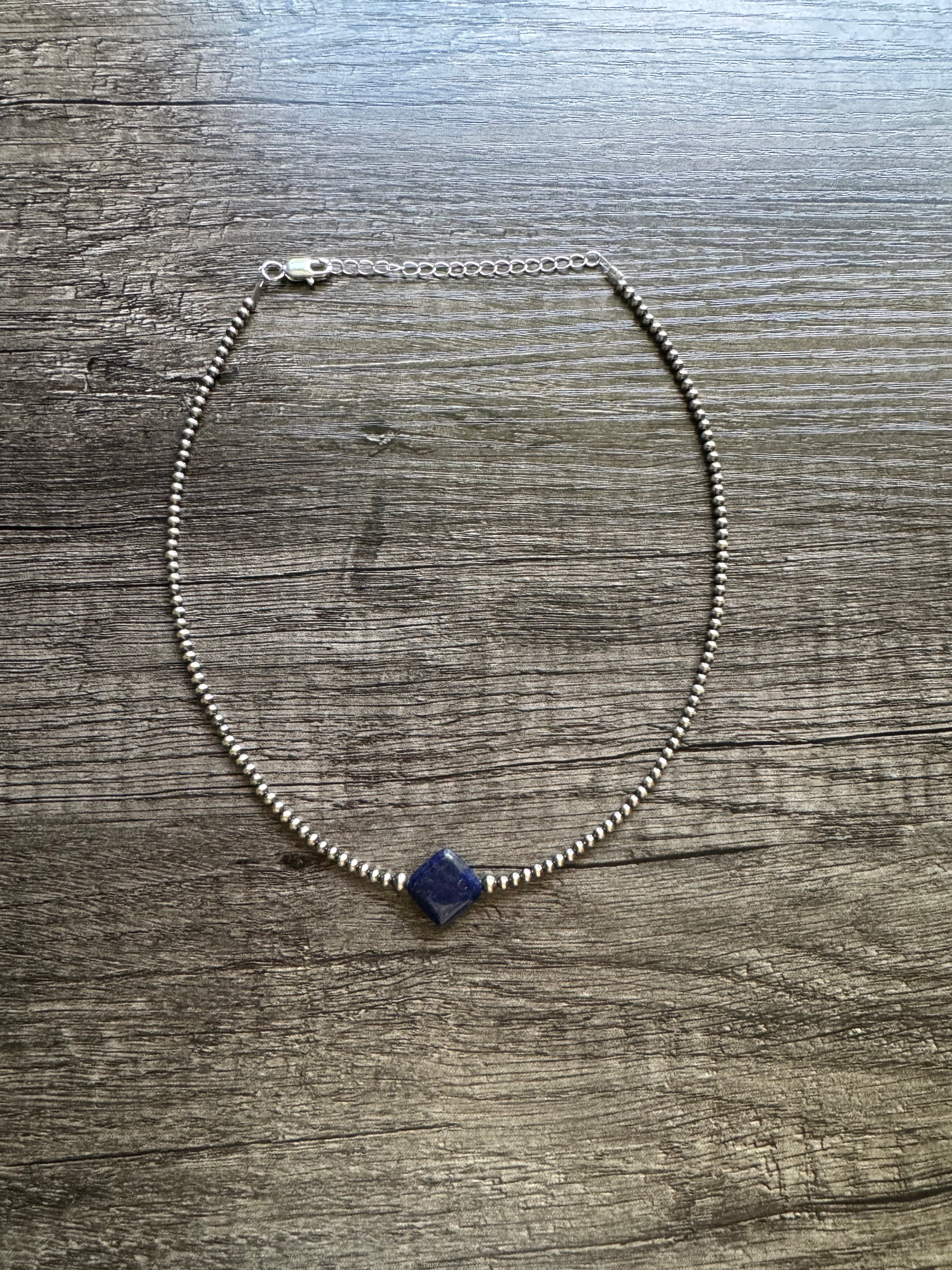 Diamond Lapis Centered Necklace