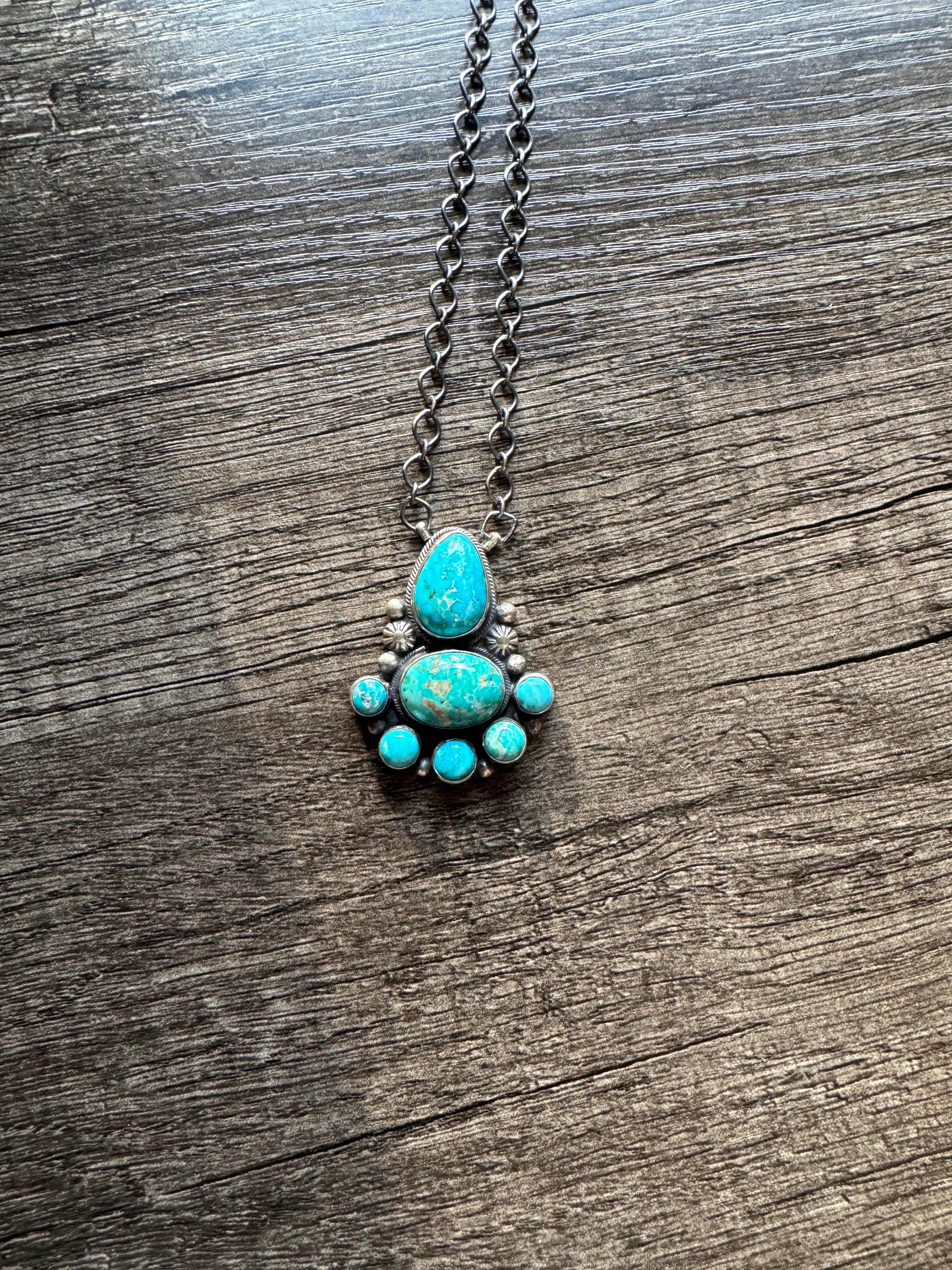 Multi Turquoise Cluster Necklace