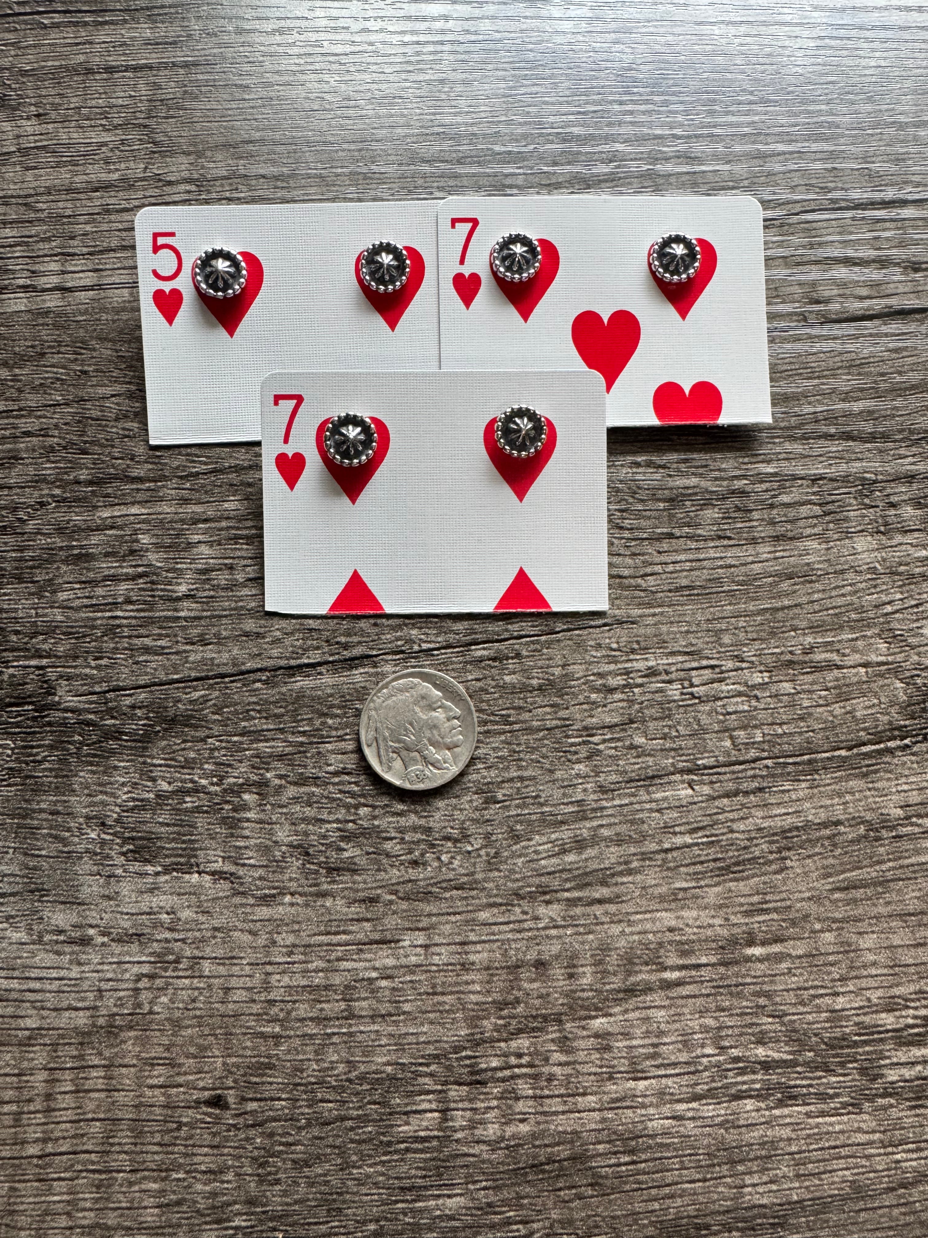 Round Silver Textured Studs