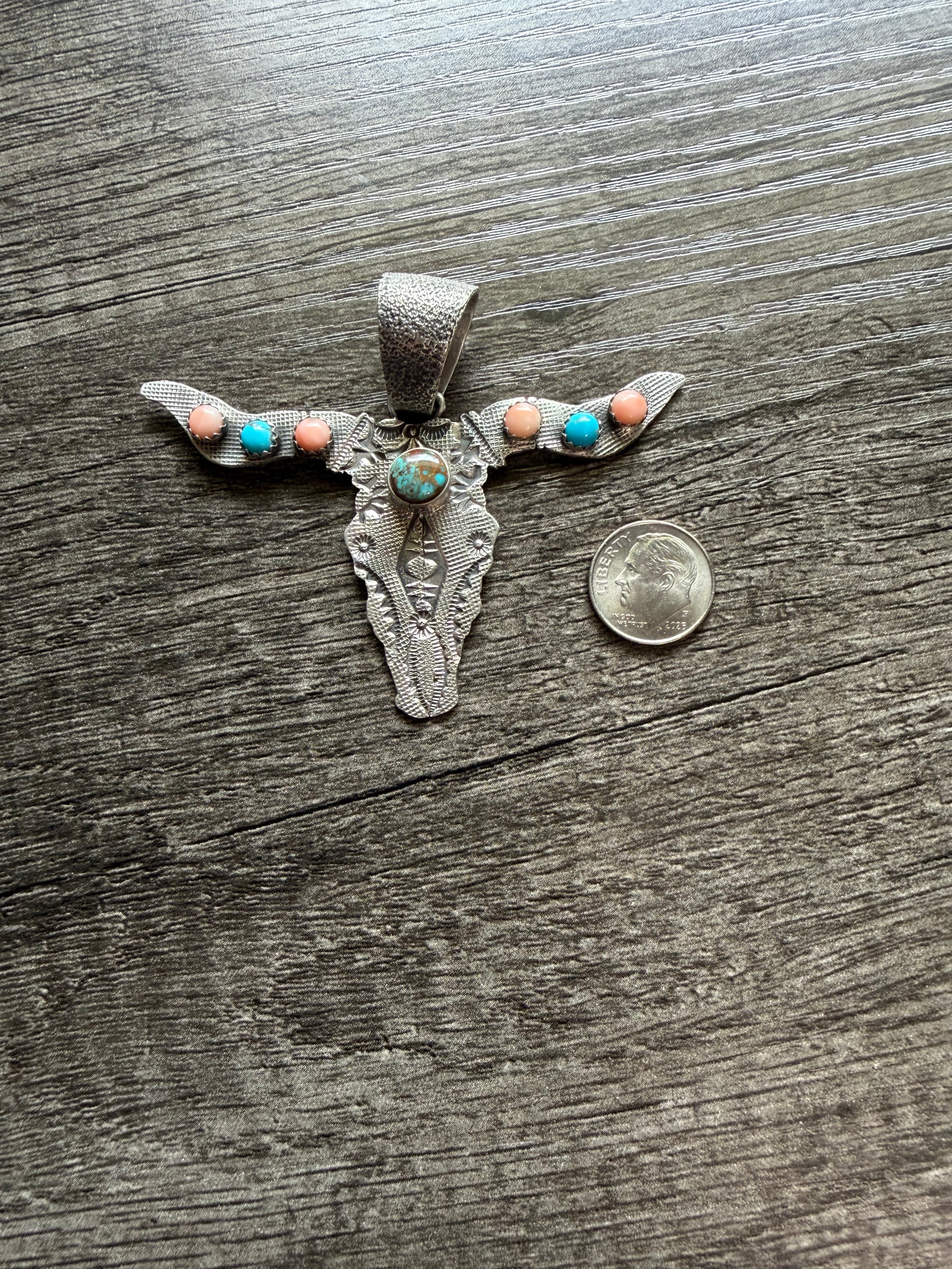 Multi Stone Longhorn Pendant