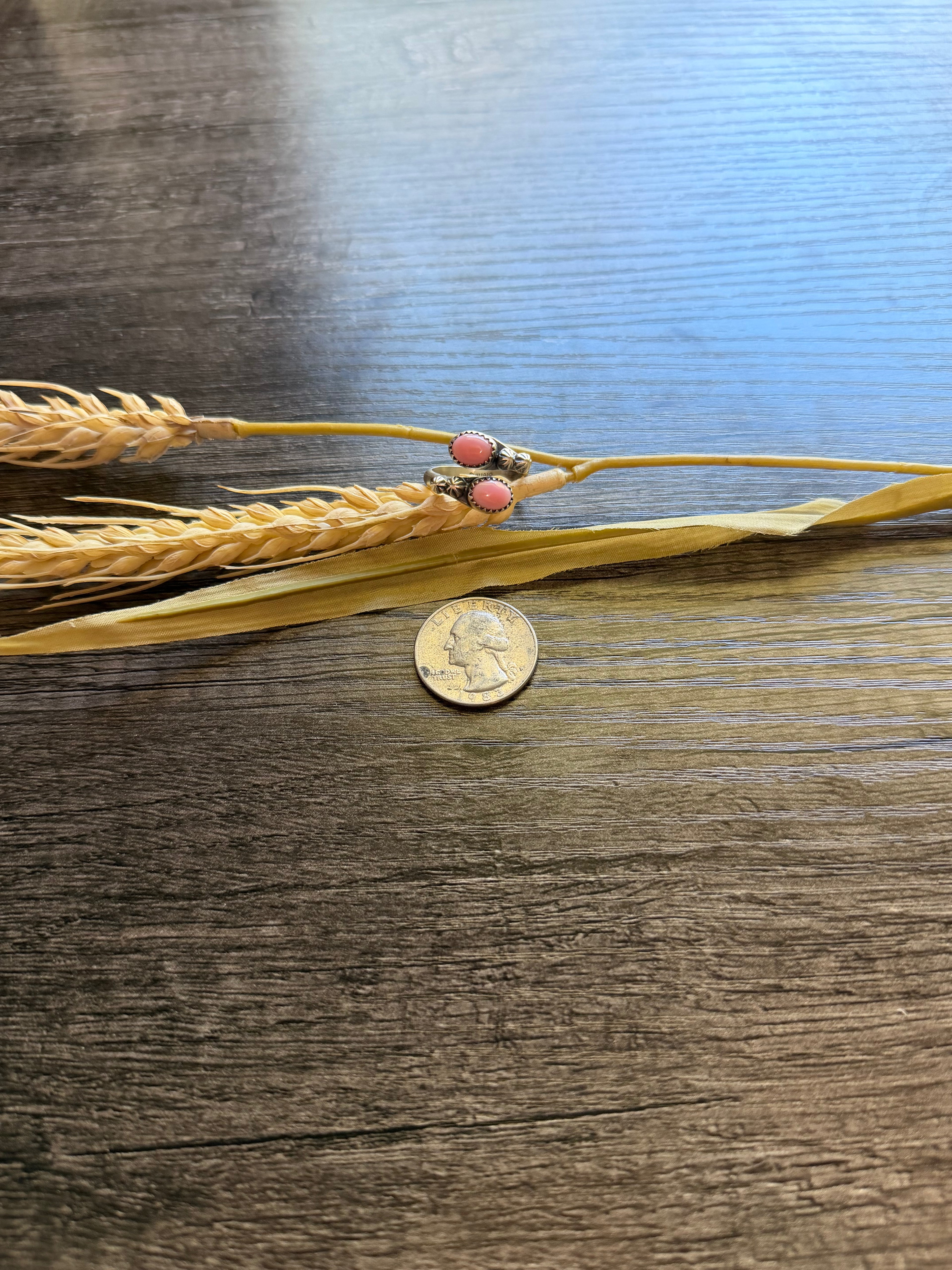 2 Stone Pink Conch Ring + Detail