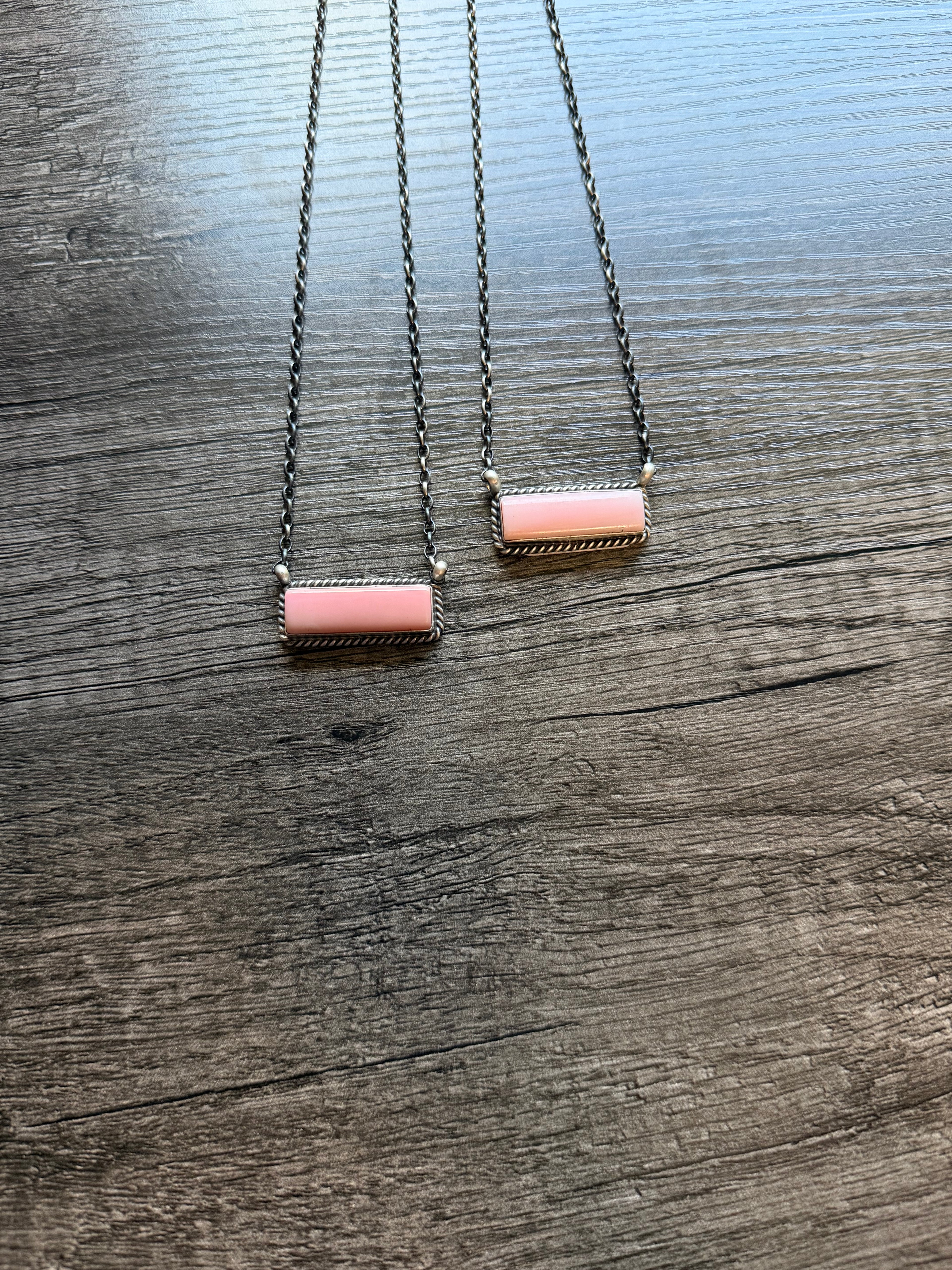 Pink Conch Bar Necklace